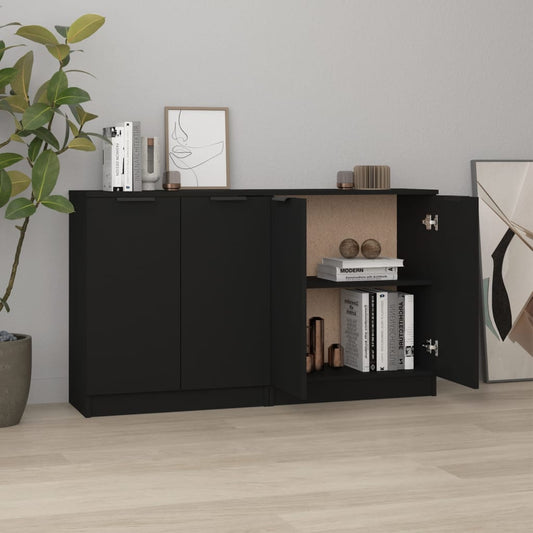 Berkfield Sideboards 2 pcs Black 60x30x70 cm Engineered Wood