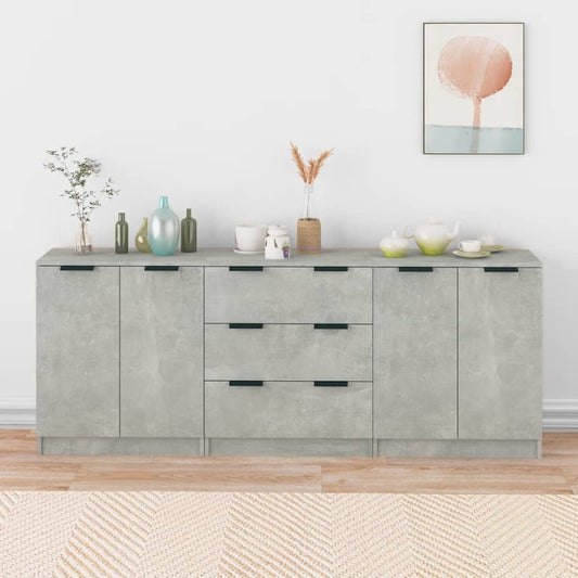 Berkfield 3 Piece Sideboards Concrete Grey Engineered Wood