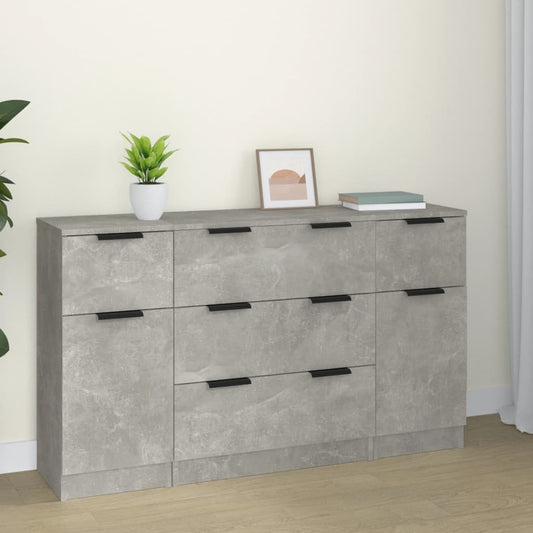 Berkfield 3 Piece Sideboard Set Concrete Grey Engineered Wood