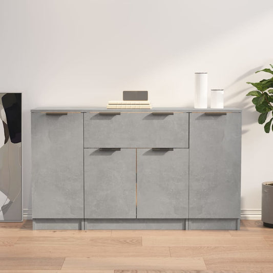 Berkfield Sideboards 3 pcs Concrete Grey Engineered Wood