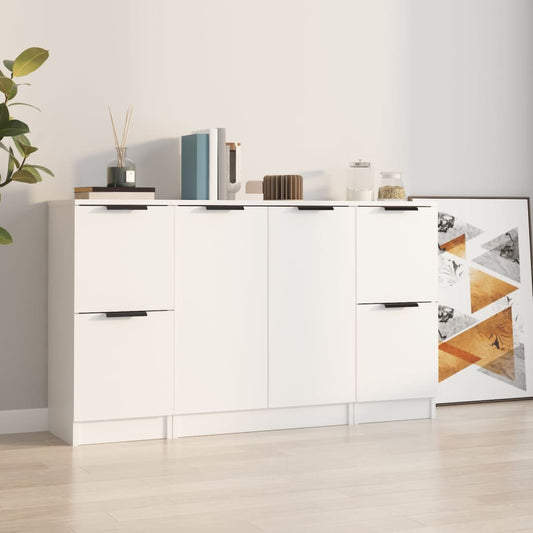 Berkfield Sideboards 3 pcs White Engineered Wood