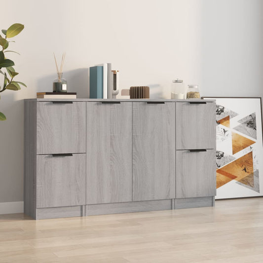 Berkfield Sideboards 3 pcs Grey Sonoma Engineered Wood