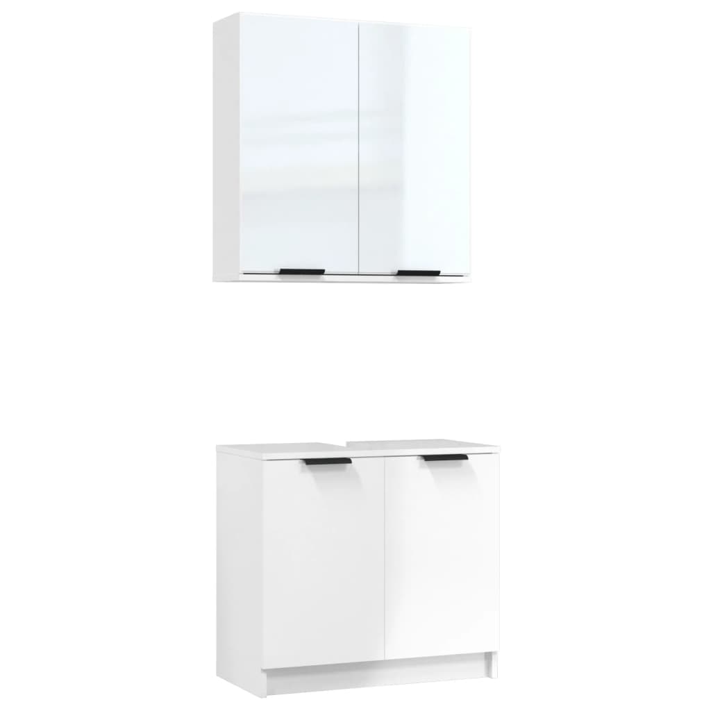 Berkfield 2 Piece Bathroom Cabinet Set High Gloss White Engineered Wood