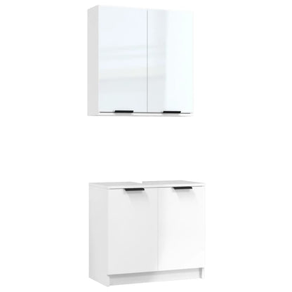Berkfield 2 Piece Bathroom Cabinet Set High Gloss White Engineered Wood