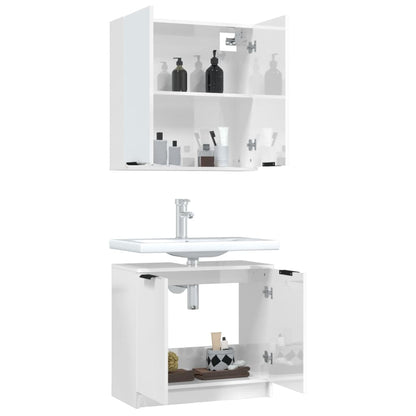 Berkfield 2 Piece Bathroom Cabinet Set High Gloss White Engineered Wood