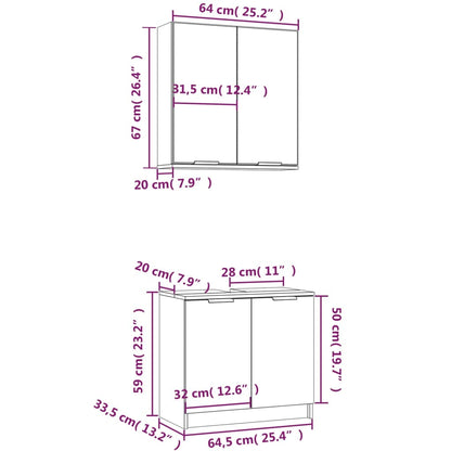 Berkfield 2 Piece Bathroom Cabinet Set High Gloss White Engineered Wood