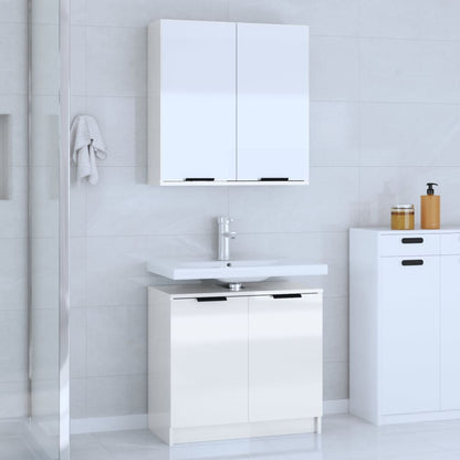 Berkfield 2 Piece Bathroom Cabinet Set High Gloss White Engineered Wood
