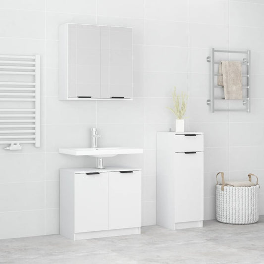 Berkfield 3 Piece Bathroom Cabinet Set White Engineered Wood