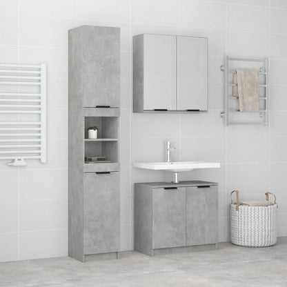 Berkfield 3 Piece Bathroom Cabinet Set Concrete Grey Engineered Wood
