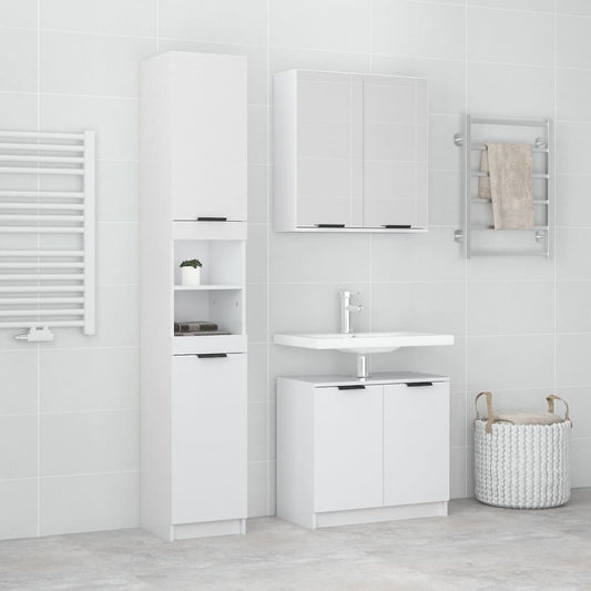 Berkfield 3 Piece Bathroom Cabinet Set High Gloss White Engineered Wood