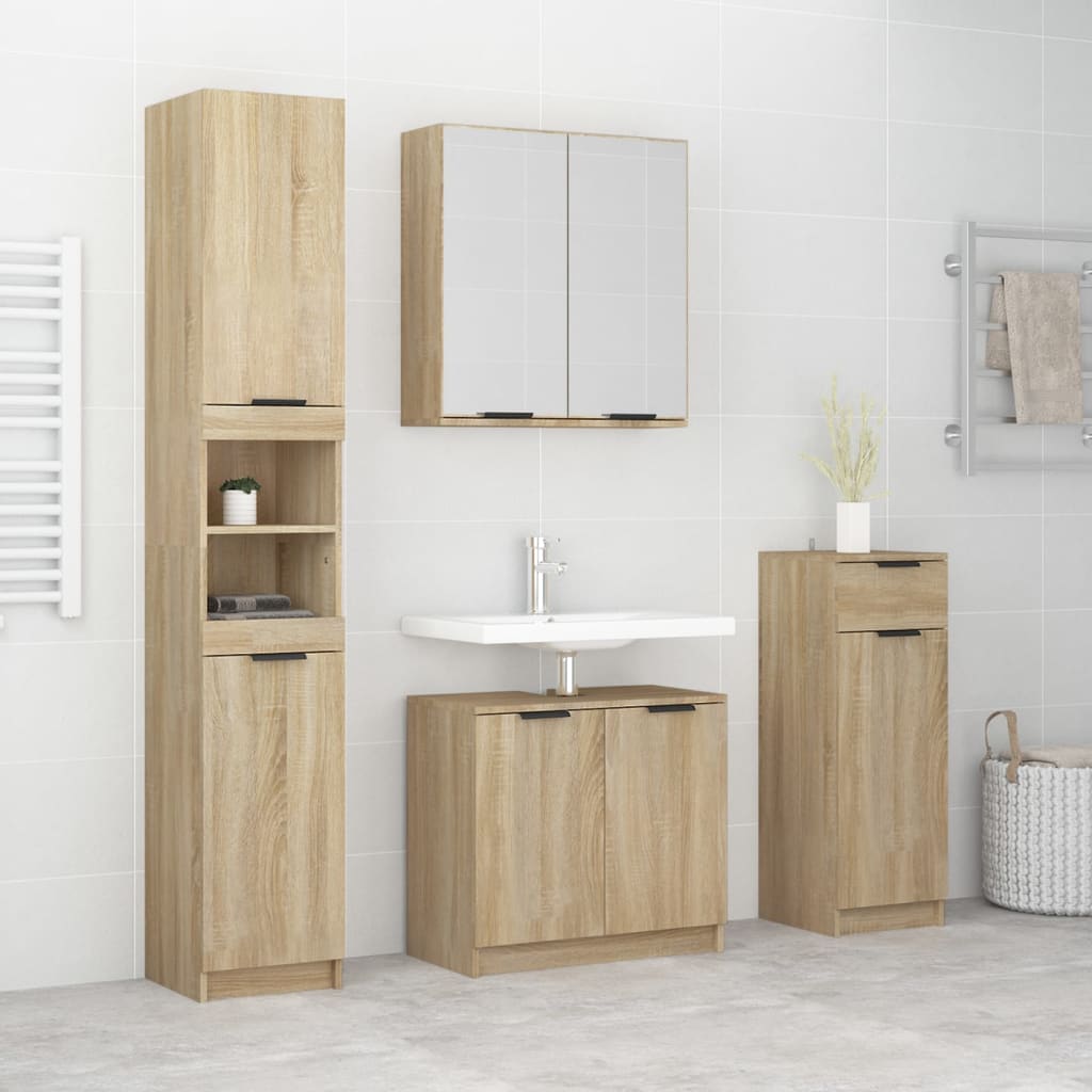 Berkfield 4 Piece Bathroom Cabinet Set Sonoma Oak Engineered Wood