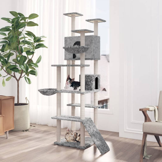 Berkfield Cat Tree with Sisal Scratching Posts Light Grey 191 cm