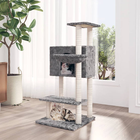 Berkfield Cat Tree with Sisal Scratching Posts Light Grey 108.5 cm