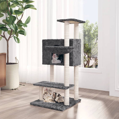 Berkfield Cat Tree with Sisal Scratching Posts Dark Grey 108.5 cm