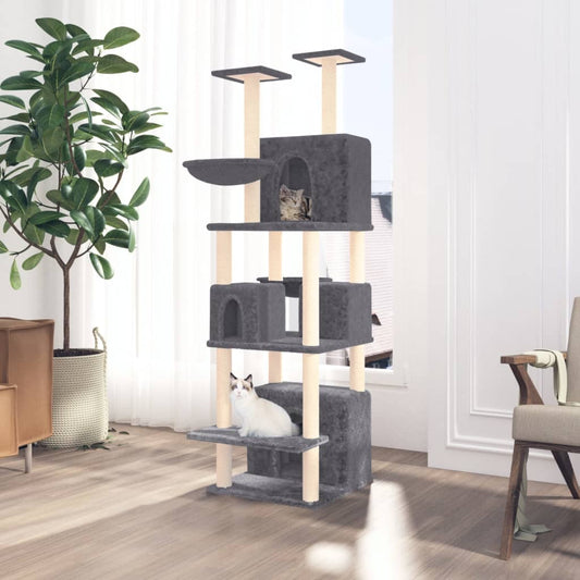Berkfield Cat Tree with Sisal Scratching Posts Dark Grey 180 cm