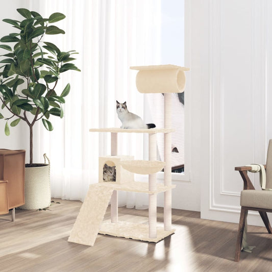 Berkfield Cat Tree with Sisal Scratching Posts Cream 131 cm