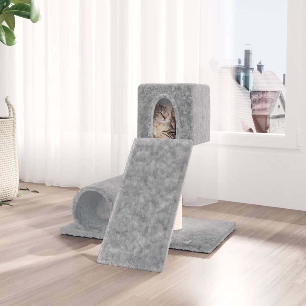 Berkfield Cat Tree with Sisal Scratching Post Light Grey 59 cm