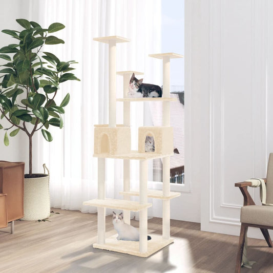 Berkfield Cat Tree with Sisal Scratching Posts Cream 167 cm