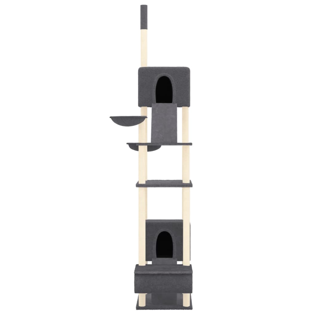 Berkfield Floor to Ceiling Cat Tree Dark Grey 277-303 cm