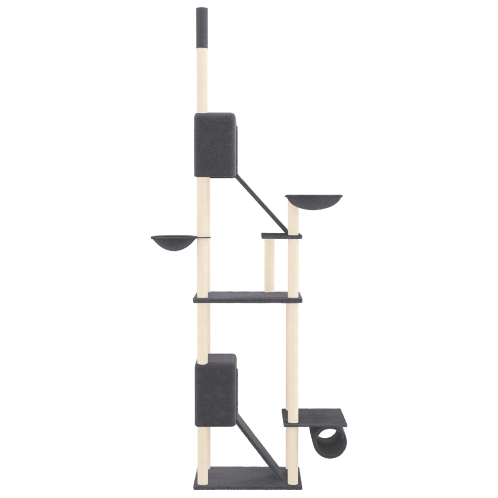 Berkfield Floor to Ceiling Cat Tree Dark Grey 277-303 cm