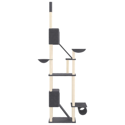Berkfield Floor to Ceiling Cat Tree Dark Grey 277-303 cm