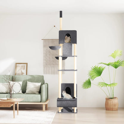 Berkfield Floor to Ceiling Cat Tree Dark Grey 277-303 cm