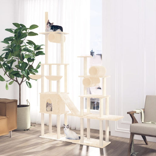 Berkfield Cat Tree with Sisal Scratching Posts Cream 279 cm