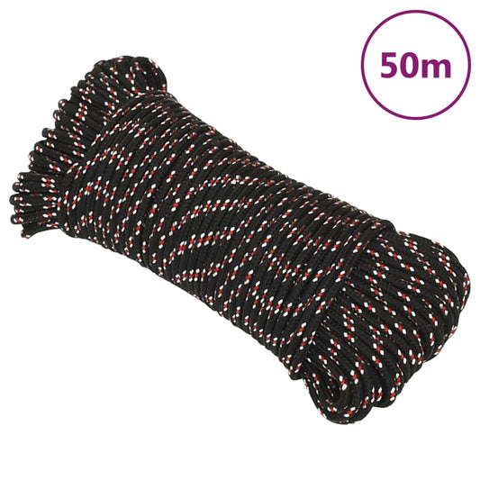 Berkfield Boat Rope Black 4 mm 50 m Polypropylene