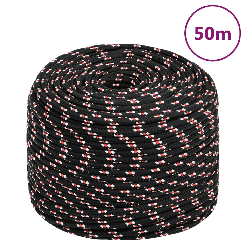Berkfield Boat Rope Black 8 mm 50 m Polypropylene