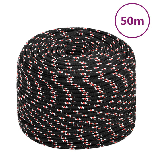 Berkfield Boat Rope Black 8 mm 50 m Polypropylene