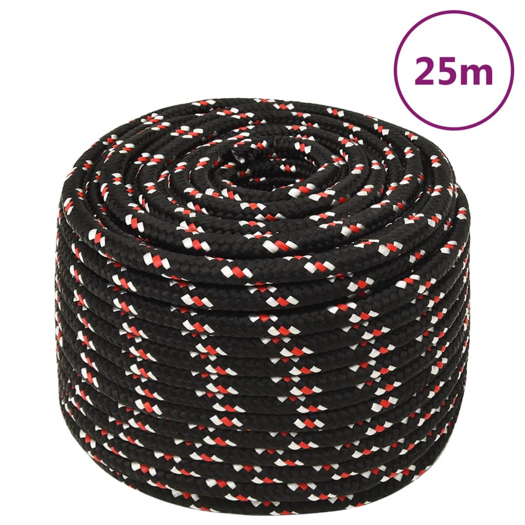 Berkfield Boat Rope Black 12 mm 25 m Polypropylene