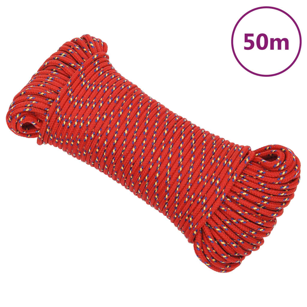 Berkfield Boat Rope Red 4 mm 50 m Polypropylene