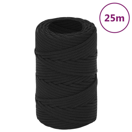 Berkfield Boat Rope Full Black 2 mm 25 m Polypropylene
