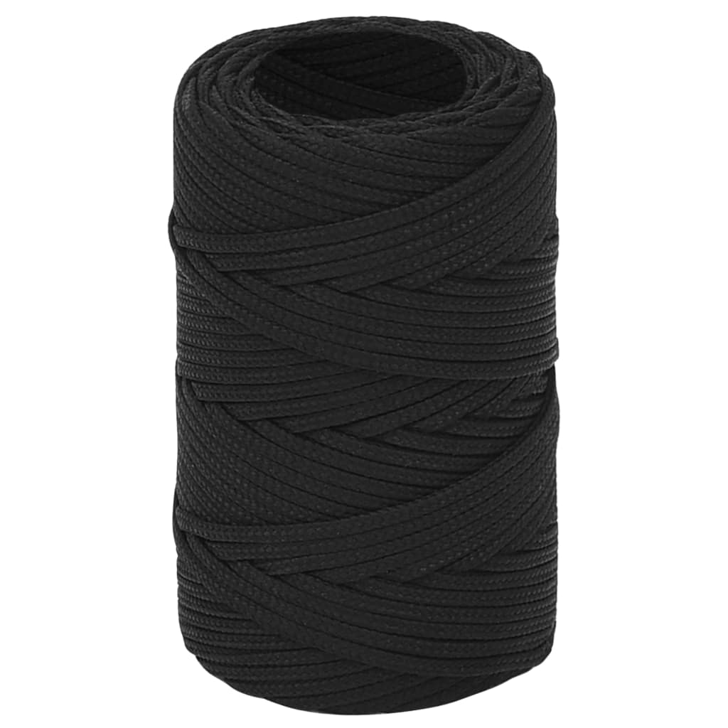 Berkfield Boat Rope Full Black 2 mm 50 m Polypropylene