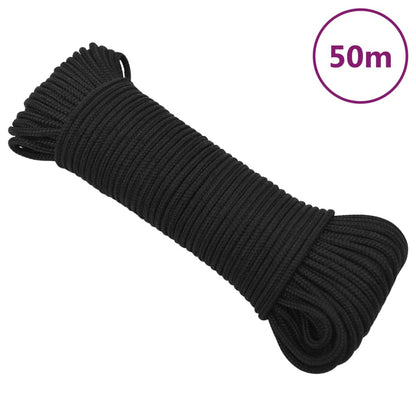 Berkfield Boat Rope Full Black 3 mm 50 m Polypropylene