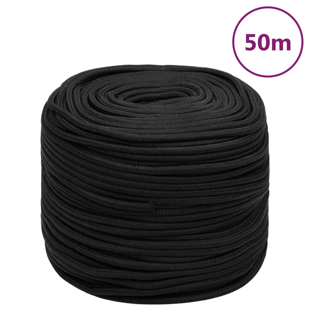 Berkfield Boat Rope Full Black 6 mm 50 m Polypropylene