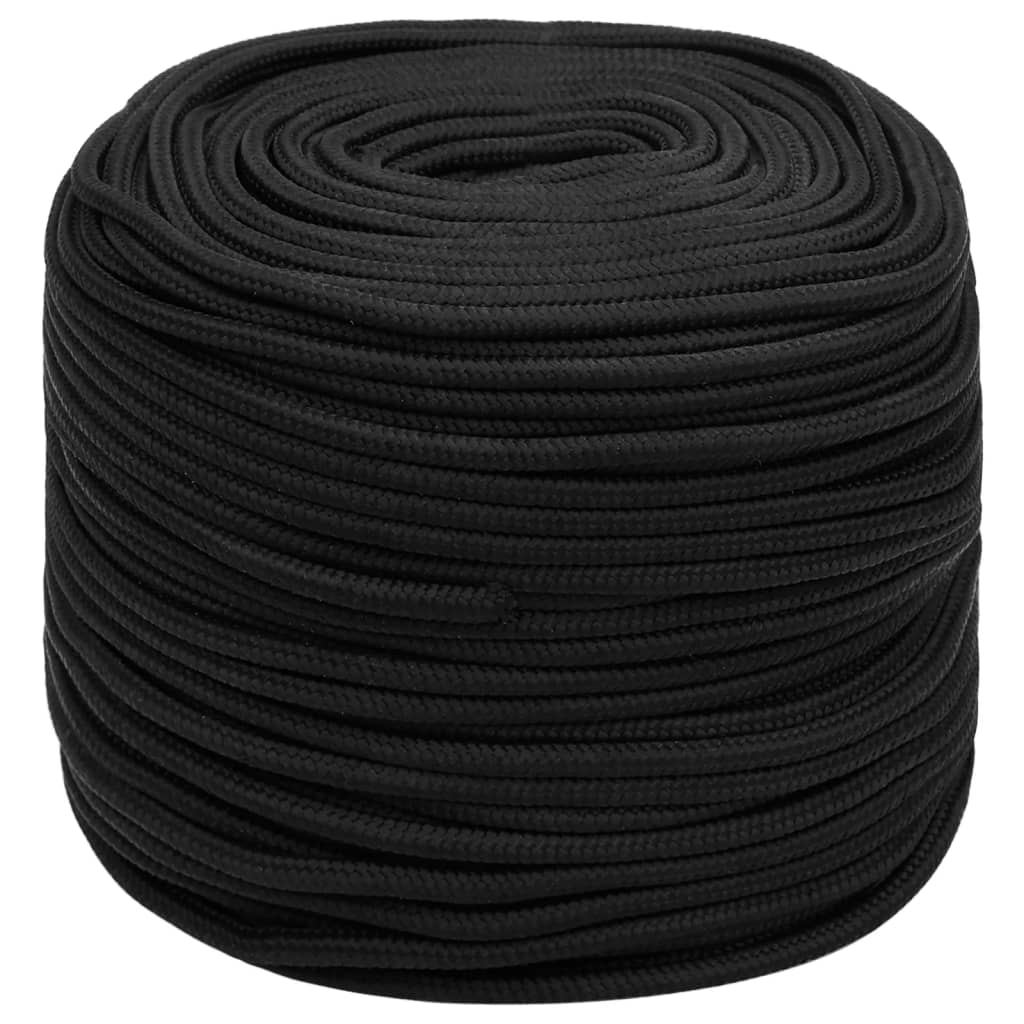 Berkfield Boat Rope Full Black 10 mm 50 m Polypropylene