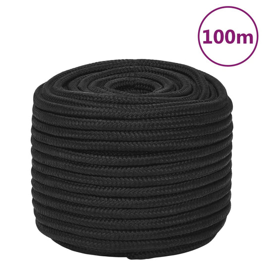 Berkfield Boat Rope Full Black 12 mm 100 m Polypropylene