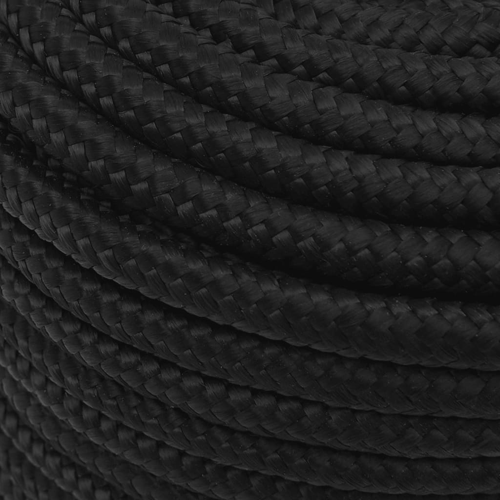 Berkfield Boat Rope Full Black 12 mm 100 m Polypropylene