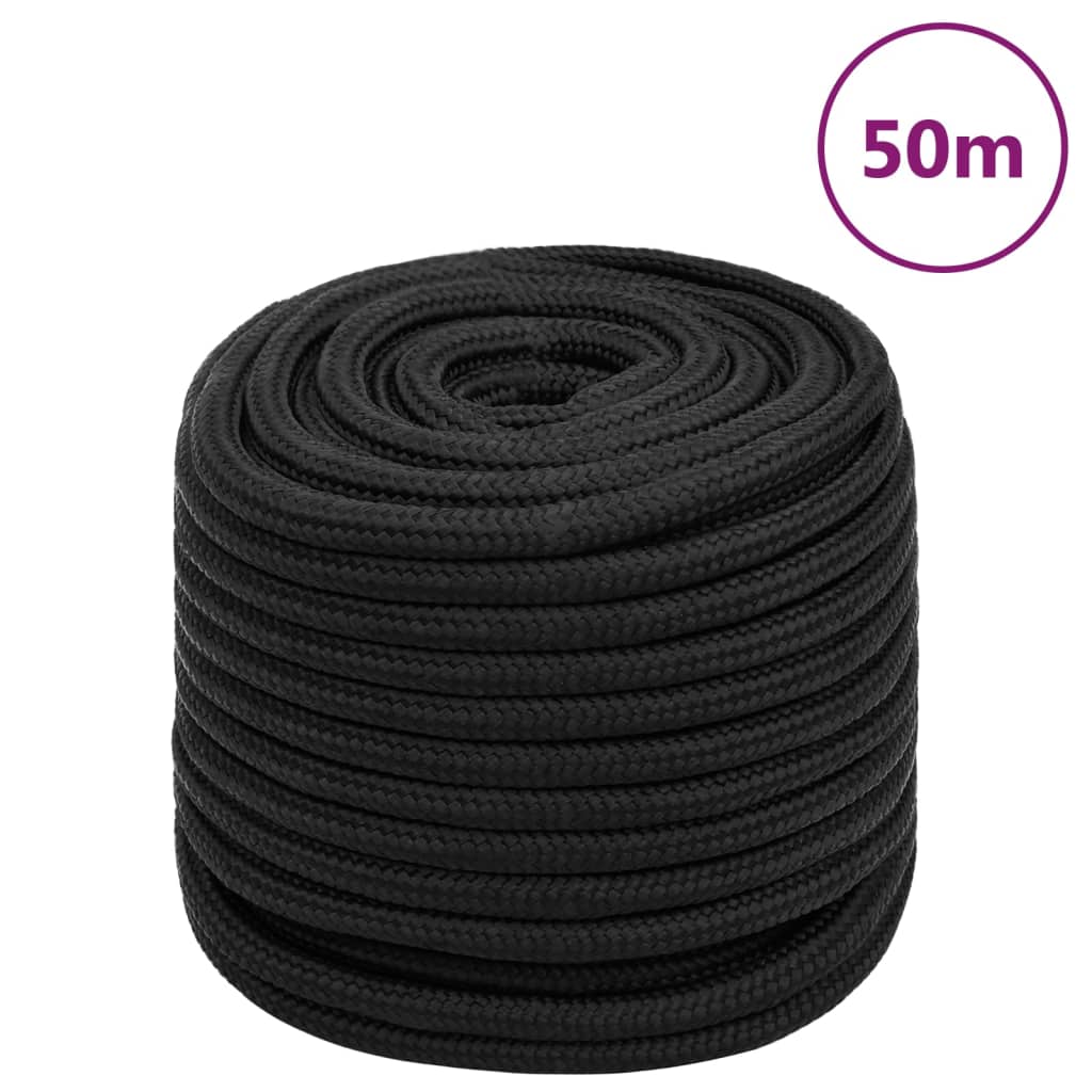 Berkfield Boat Rope Full Black 18 mm 50 m Polypropylene
