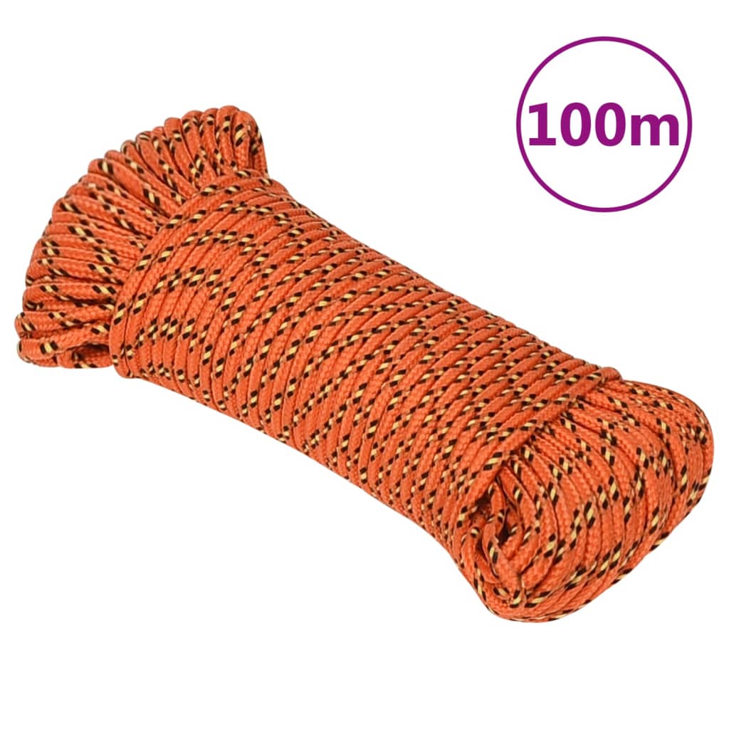 Berkfield Boat Rope Orange 3 mm 100 m Polypropylene