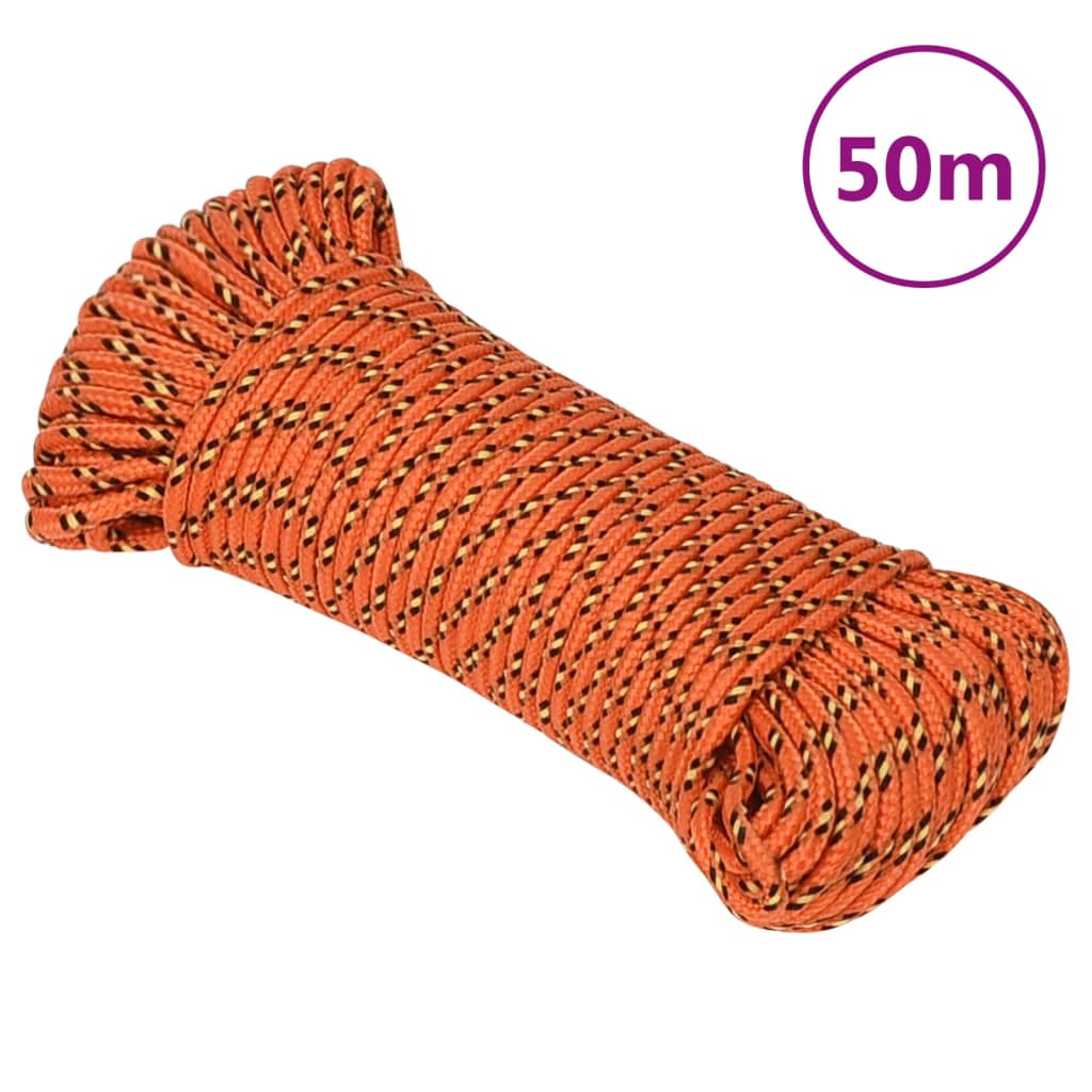 Berkfield Boat Rope Orange 4 mm 50 m Polypropylene