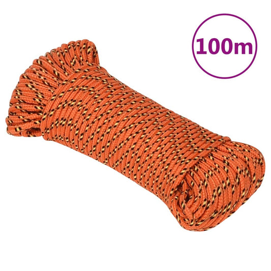 Berkfield Boat Rope Orange 4 mm 100 m Polypropylene
