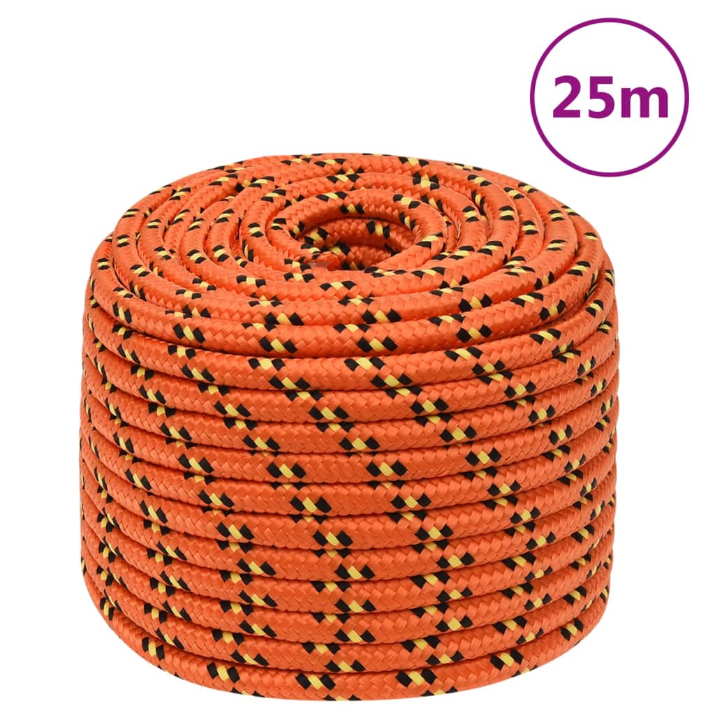 Berkfield Boat Rope Orange 12 mm 25 m Polypropylene