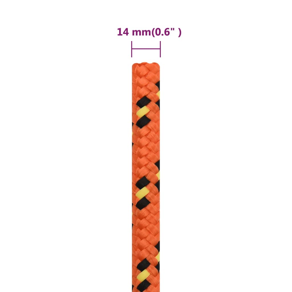 Berkfield Boat Rope Orange 14 mm 100 m Polypropylene