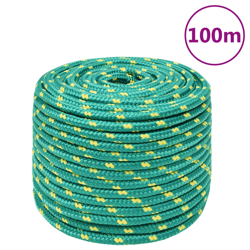Berkfield Boat Rope Green 12 mm 100 m Polypropylene