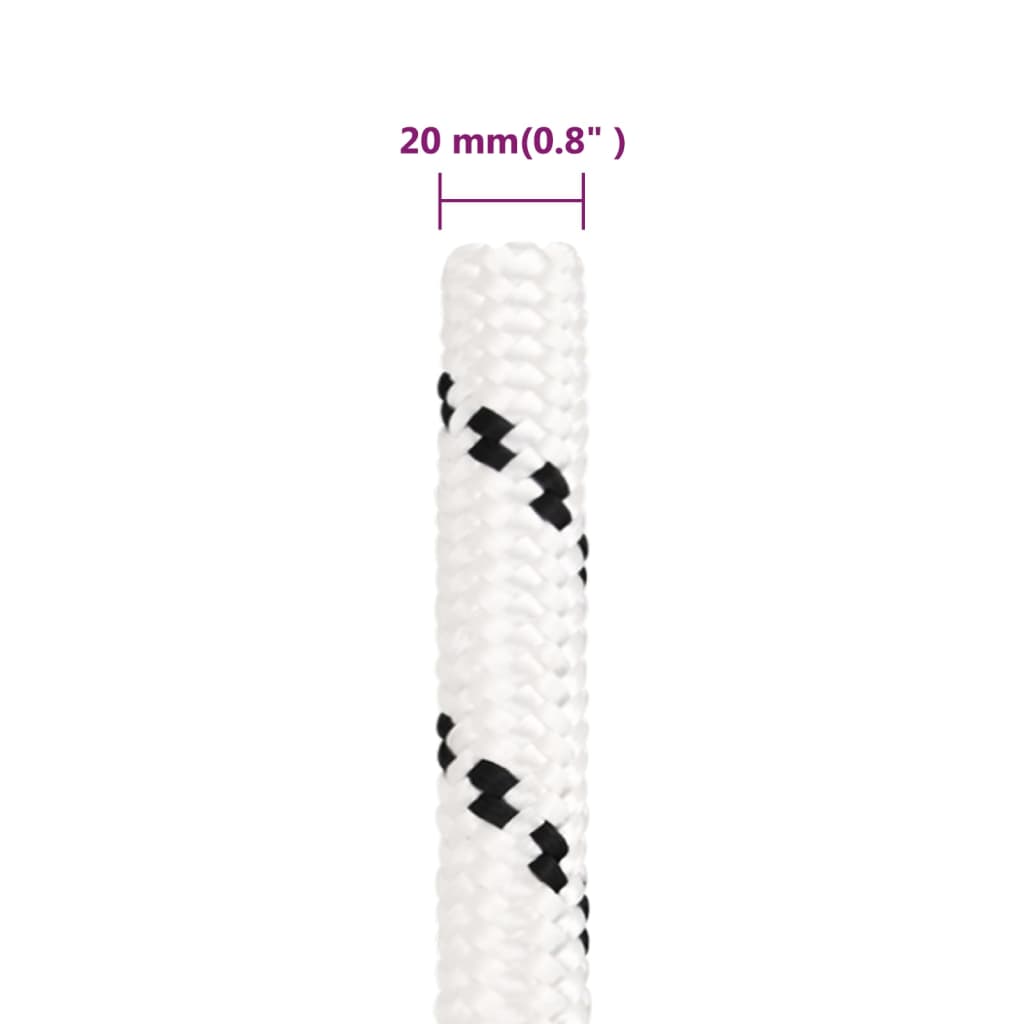 Berkfield Braided Boat Rope White 20 mmx50 m Polyester