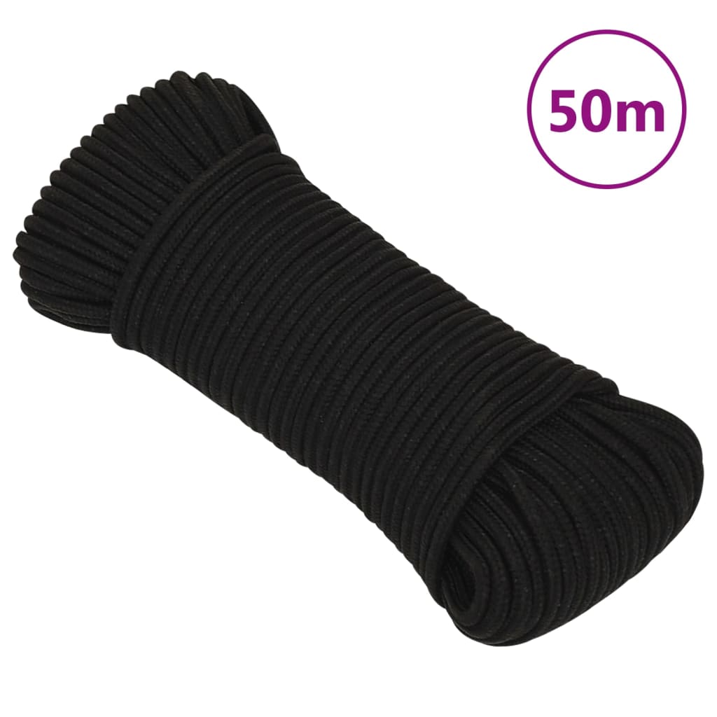 Berkfield Work Rope Black 3 mm 50 m Polyester