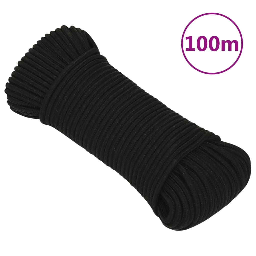 Berkfield Work Rope Black 3 mm 100 m Polyester