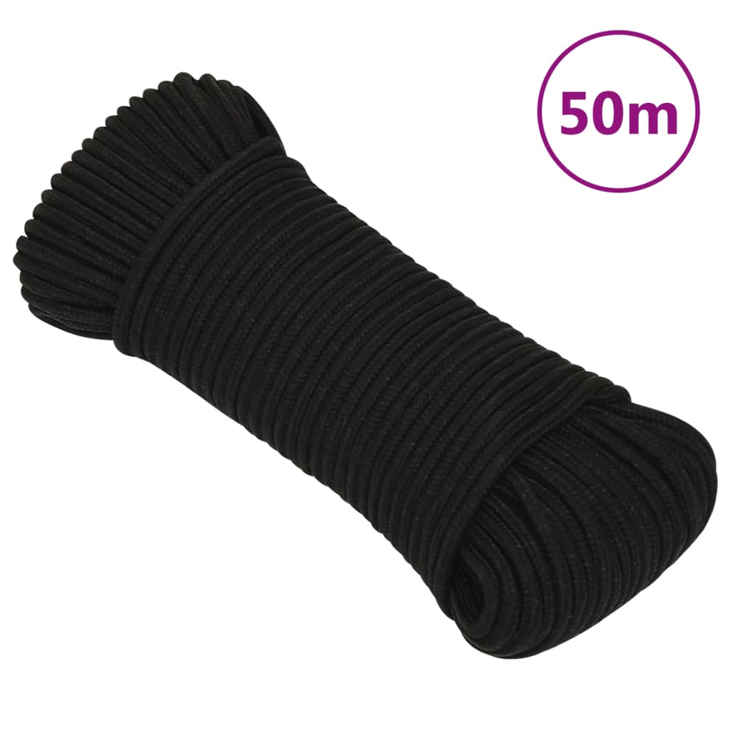 Berkfield Work Rope Black 4 mm 50 m Polyester